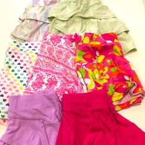 Bundle of 7 skorts. Variety of color/designs. Size 7/8 girls